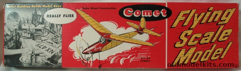 Comet Sparky 32 inch Wingspan Wakefield-Style Balsa Flying Model Airplane - Coke Bottle Issue, R9-59 plastic model kit